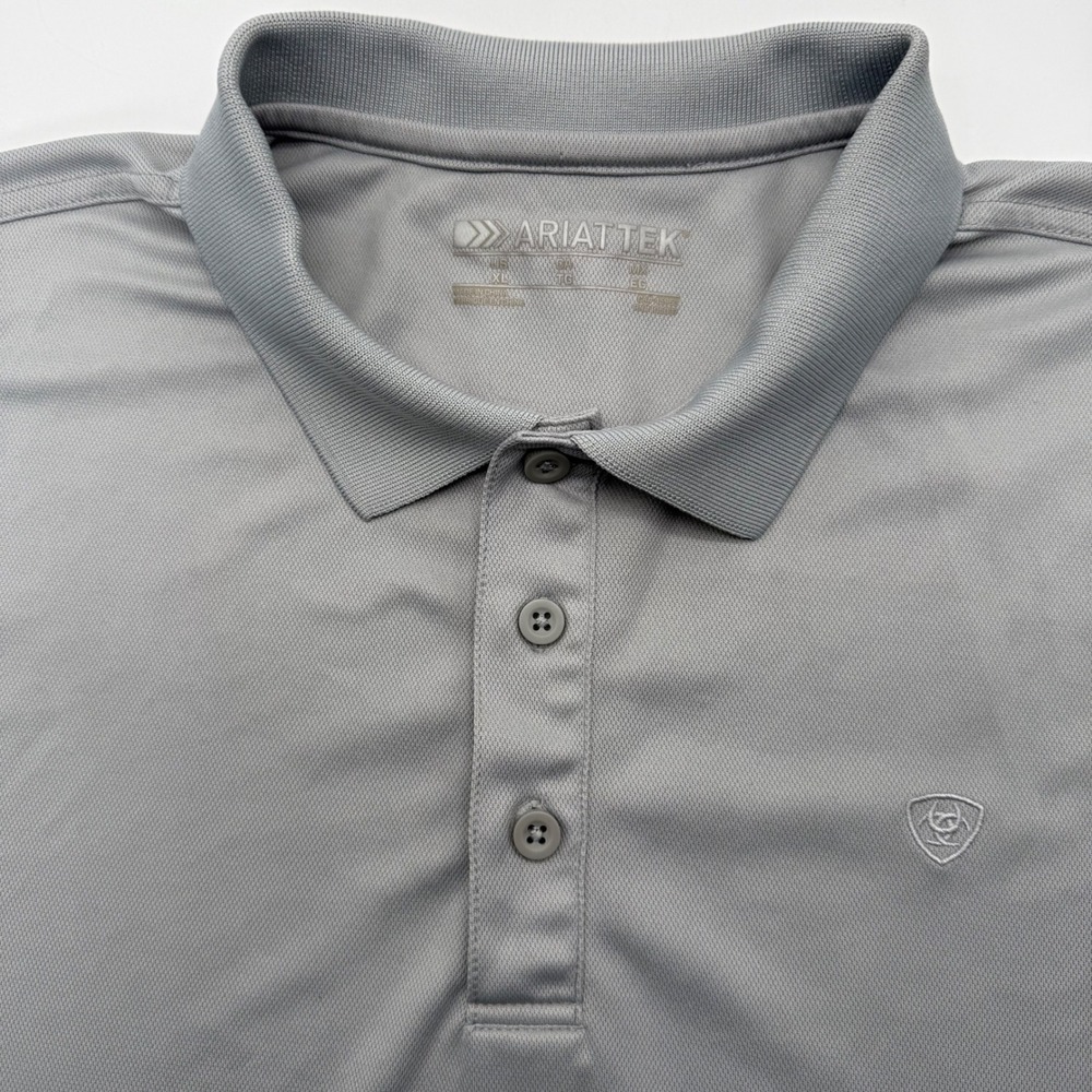 Ariat Polo Shirt Mens XL Gray AriatTEK Performance Short Sleeve Button Up